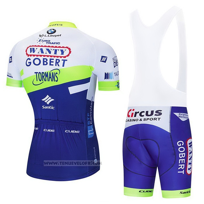 2021 Maillot Cyclisme Wanty-gobert Cycling Team Bleu Blanc Jaune Manches Courtes et Cuissard